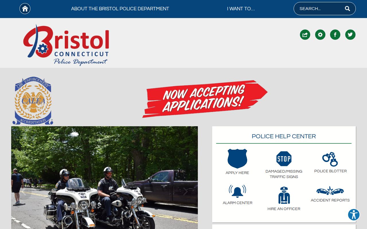 Bristol Police Department official contact page